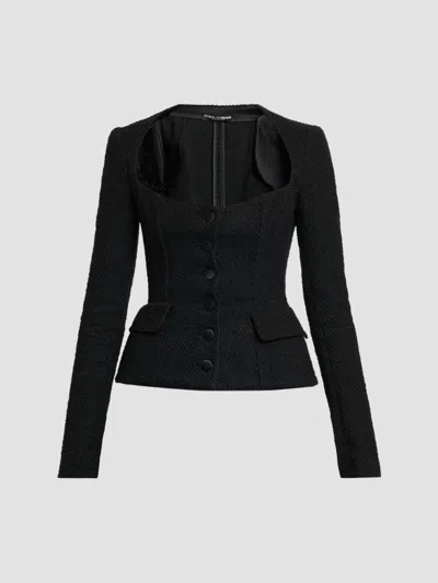 Dolce & Gabbana Tweed Jacket In Black