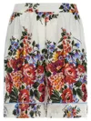 Dolce & Gabbana Flower Bouquet-print Twill Vanity Bermuda Shorts In White