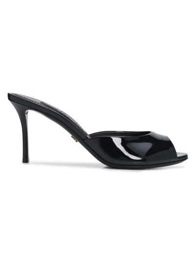 Dolce & Gabbana 75mm Vernice Patent Leather Mule Sandals In Black