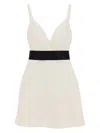 Dolce & Gabbana Woolen Dress With Satin Belt And Straps In Neutral