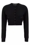 Dolce & Gabbana Crew Neck Cropped Length Cardigan In Black