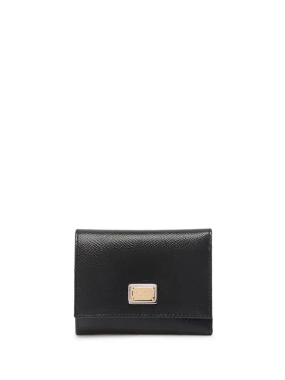Dolce & Gabbana Dauphine Calfskin French-flap Wallet In Black