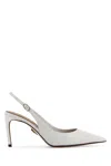 Dolce & Gabbana Pointed Toe Slingback Heels With Delicate Buckle Detail In White