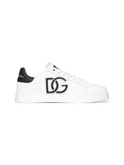 Dolce & Gabbana Women White Leather Portofino Light Sneakers In Multi