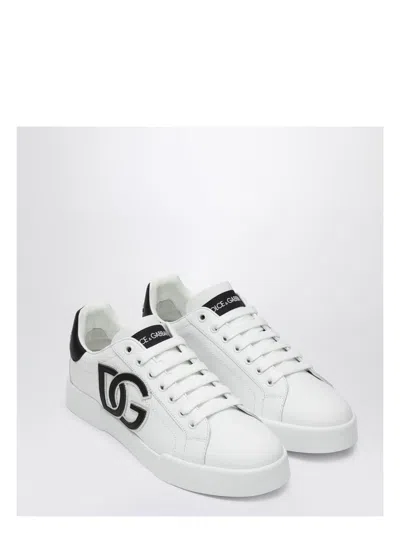 DOLCE & GABBANA WOMEN'S WHITE/BLACK PORTOFINO SNEAKERS