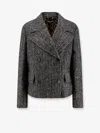 Dolce & Gabbana Striped Double-breasted Jacket In Gray