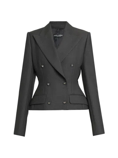 Dolce & Gabbana Women's Wool Double-breasted Jacket In Melange Grigi