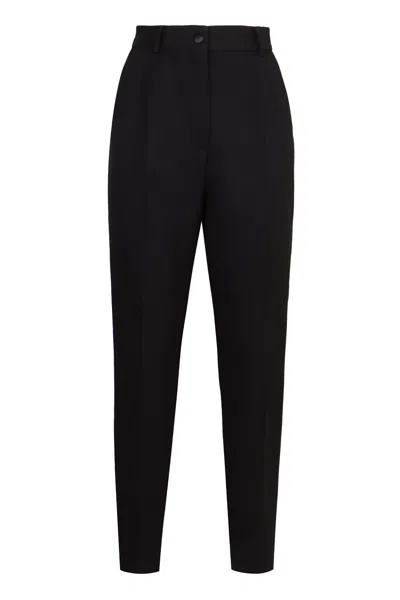 DOLCE & GABBANA WOMEN'S WOOL GABARDINE TUXEDO TROUSERS