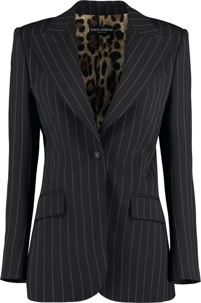 DOLCE & GABBANA WOMEN'S WOOL PINSTRIPE BLAZER