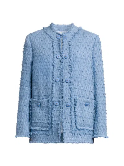 Dolce & Gabbana Women's Wool-blend Double-pocket Tweed Jacket In Blue
