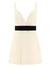 Dolce & Gabbana Woolen Dress With Satin Belt And Straps In Neutral