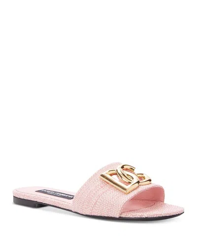 Dolce & Gabbana Women's Woven Logo Slide Sandals In Light Pink