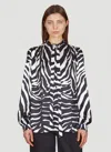 Dolce & Gabbana Zebra-print Ruched Cady Midi Dress In Black