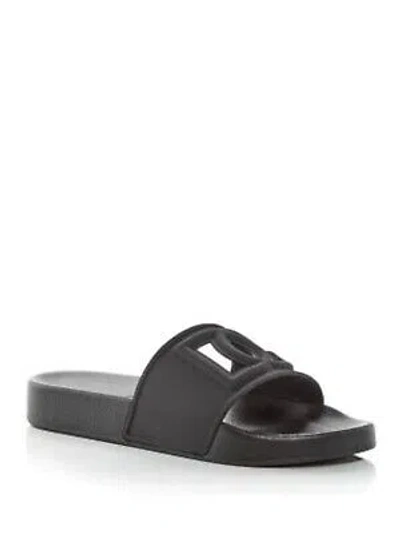Pre-owned Dolce & Gabbana Womens Black 20223 Round Toe Platform Slip On Slide Sandals 35