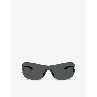 Dolce & Gabbana Womens Dg2308 Shield-frame Metal Sunglasses Black