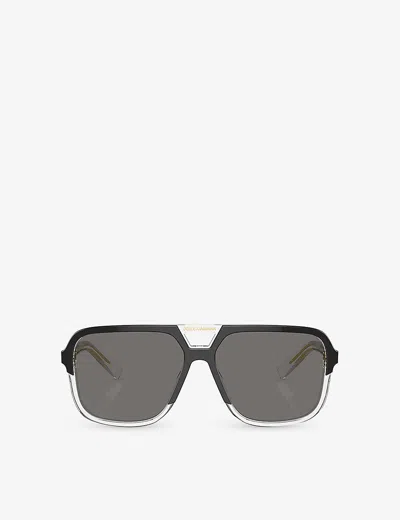 Dolce & Gabbana Dg4354 Square-frame Acetate Sunglasses In Black