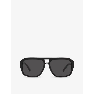 Dolce & Gabbana Dg4403 Pilot-frame Acetate Sunglasses In Black
