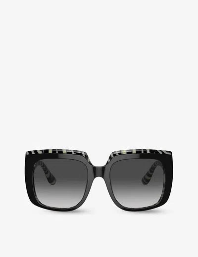 DOLCE & GABBANA WOMENS BLACK DG4414 SQUARE-FRAME ACETATE SUNGLASSES