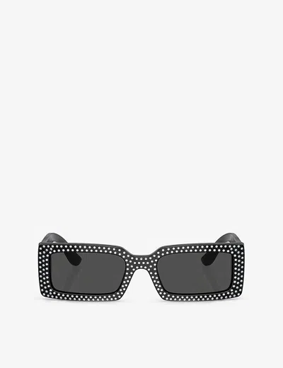 Dolce & Gabbana Dg4447b Rectangle-frame Acetate Sunglasses In Black