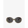 Dolce & Gabbana Womens Black Dg4448 Leopard-print Acetate Sunglasses In Black