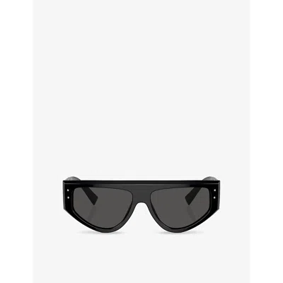 Dolce & Gabbana Womens Black Dg4461 Rectangle-shape Acetate Sunglasses