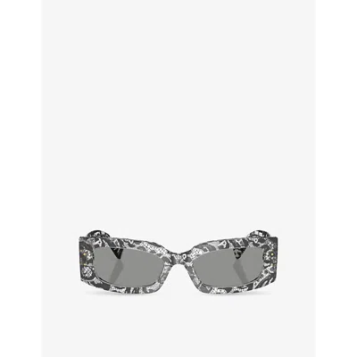 Dolce & Gabbana Womens Dg4479 Rectangle-frame Tortoiseshell Acetate Sunglasses Black