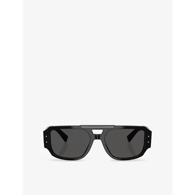 Dolce & Gabbana Womens Dg4482 Pilot-frame Acetate Sunglasses Black