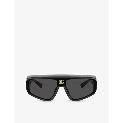 Dolce & Gabbana Dg6177 Rectangle-frame Nylon Sunglasses In Black