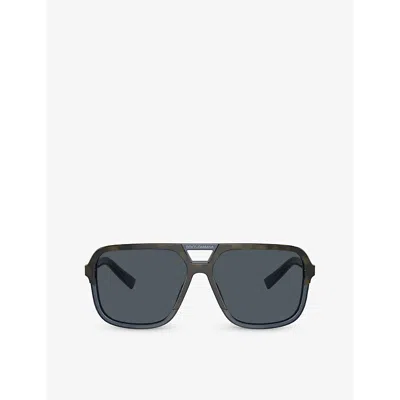 Dolce & Gabbana Dg4354 Square-frame Tortoiseshell Acetate Sunglasses In Blue