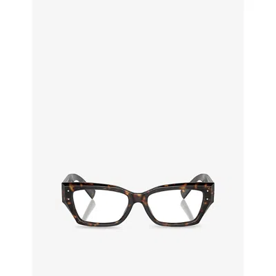 Dolce & Gabbana Womens Brown Dg3387 Rectangle-frame Acetate Optical Glasses In Black