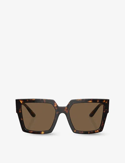 DOLCE & GABBANA WOMENS BROWN DG4446B SQUARE-FRAME ACETATE SUNGLASSES