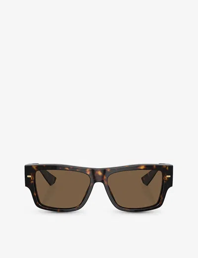 Dolce & Gabbana Dg4451 Rectangle-frame Acetate Sunglasses In Brown