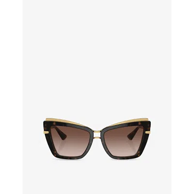 Dolce & Gabbana Double-layer Cat-eye Sunglasses In Brown