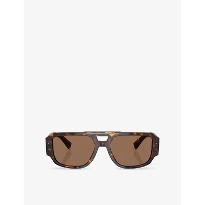 Dolce & Gabbana Womens Dg4482 Pilot-frame Tortoiseshell Acetate Sunglasses Brown