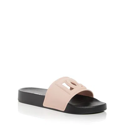 Pre-owned Dolce & Gabbana Womens Cut-out Logo Slip-on Slide Sandals Shoes Bhfo 0287 In Pink/black