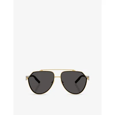 Dolce & Gabbana Womens Gold Dg2315 Pilot-frame Metal Sunglasses