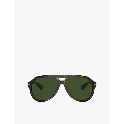 Dolce & Gabbana Womens Brown Dg4452 Aviator-frame Tortoiseshell Acetate Sunglasses