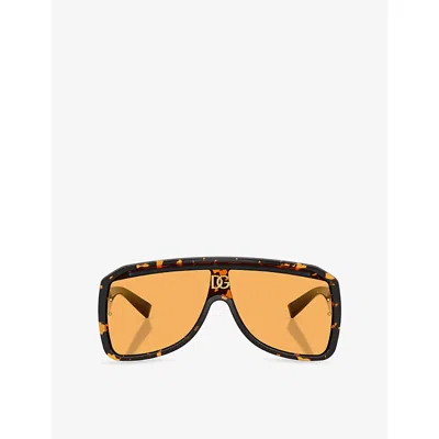 Dolce & Gabbana Womens Dg6205 Shield-frame Acetate Sunglasses Brown