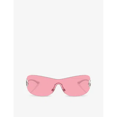 DOLCE & GABBANA WOMENS SILVER DG2308 SHIELD-FRAME METAL SUNGLASSES