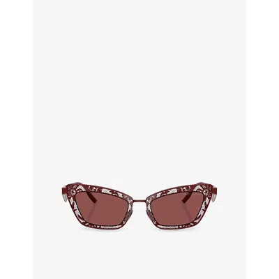 Dolce & Gabbana Womens Red Dg2311 Cat-eye Metal Sunglasses