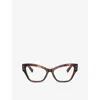Dolce & Gabbana Womens Red Dg3404 Irregular-frame Tortoiseshell Optical Glasses In Red