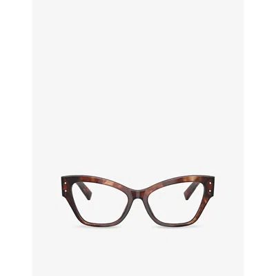 Dolce & Gabbana Womens Red Dg3404 Irregular-frame Tortoiseshell Optical Glasses
