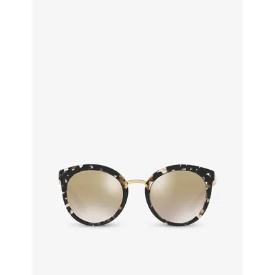 Dolce & Gabbana Womens Dg4268 Round-frame Tortoiseshell Acetate Sunglasses Black