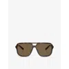 Dolce & Gabbana Womens Brown Dg4354 Square-frame Tortoiseshell Acetate Sunglasses