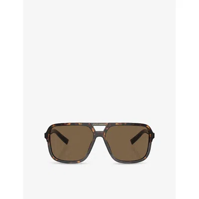 Dolce & Gabbana Womens Brown Dg4354 Square-frame Tortoiseshell Acetate Sunglasses