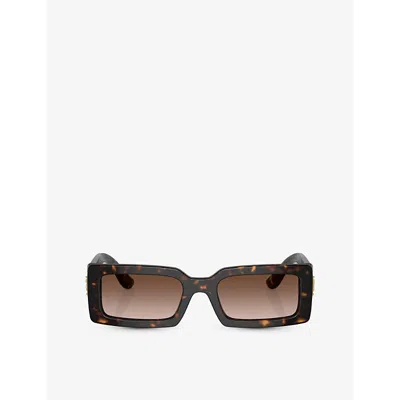 DOLCE & GABBANA WOMENS BROWN DG4416 RECTANGLE-FRAME TORTOISESHELL ACETATE SUNGLASSES