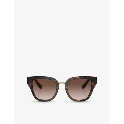 Dolce & Gabbana Womens Brown Dg4437 Square-frame Tortoiseshell Acetate Sunglasses