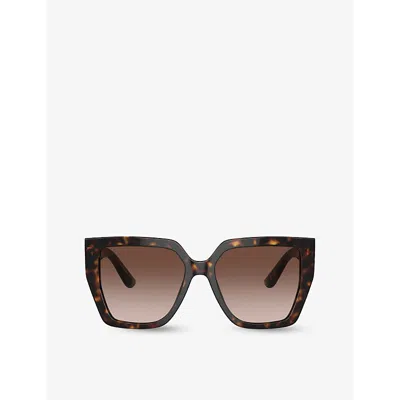 Dolce & Gabbana Womens Brown Dg4438 Square-frame Tortoiseshell Acetate Sunglasses