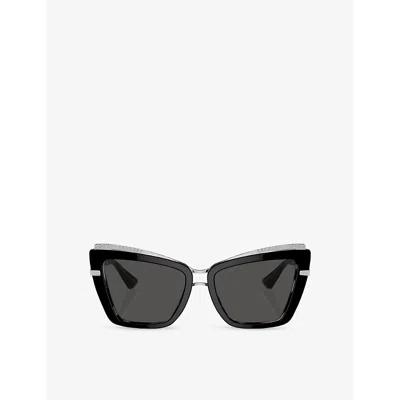 Dolce & Gabbana Womens Black Dg4472 Cat-eye Acetate Sunglasses