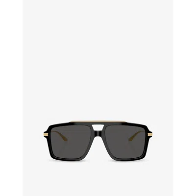 Dolce & Gabbana Womens Black Dg4477 Pilot-frame Acetate Sunglasses